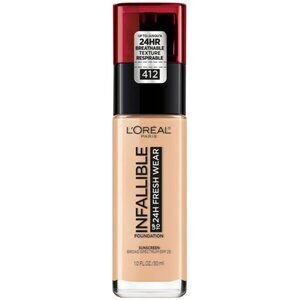 L'Oreal Paris Infallible 24 Hour Fresh Wear Lightweight Foundation, 412